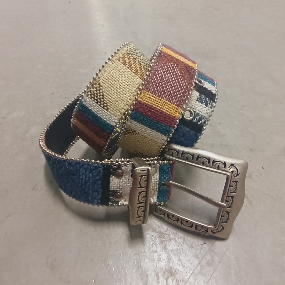 Vintage Elite Woven Fabric Leather Belt Women's Size Large